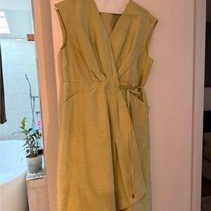 Donna Karan Asymmetrical Wrap Dress in Soft Green